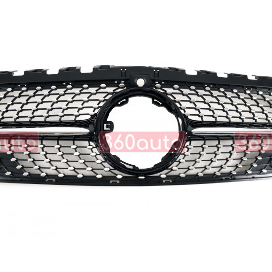Решетка радиатора Black (с местом под камеру) Diamond на Mercedes A-Class W177 2018-2022