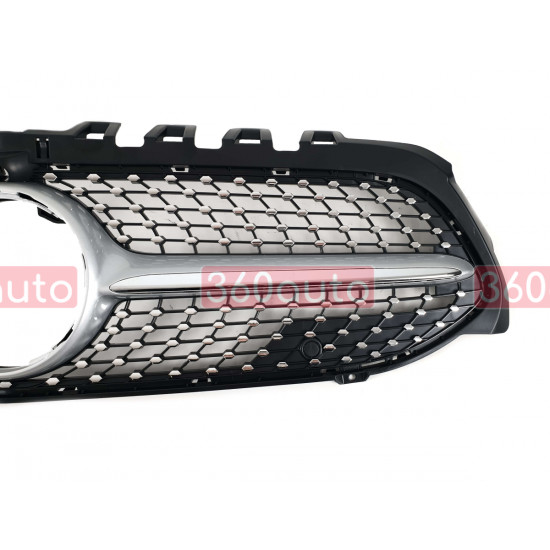 Решетка радиатора Silver (с местом под камеру) Diamond на Mercedes A-Class W177 2018-2022