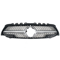 Решетка радиатора Silver (с местом под камеру) Diamond на Mercedes A-Class W177 2018-2022