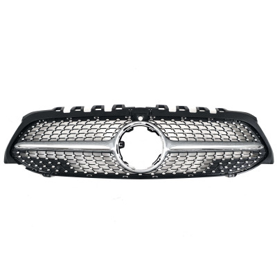 Решетка радиатора Silver (с местом под камеру) Diamond на Mercedes A-Class W177 2018-2022