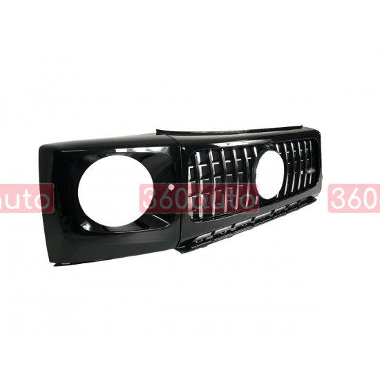 Решетка радиатора Chrome Black + рамки на фары GT на Mercedes G-Class W463 2018-2022