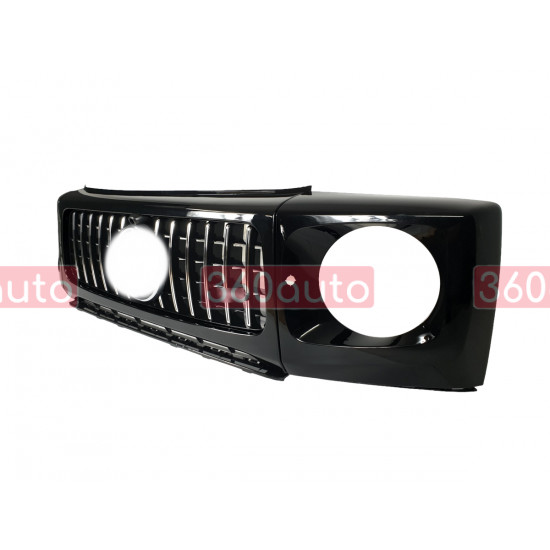 Решетка радиатора Chrome Black + рамки на фары GT на Mercedes G-Class W463 2018-2022