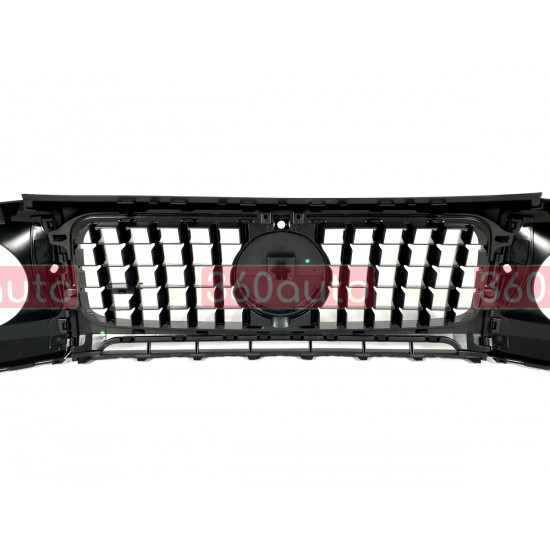 Решетка радиатора Chrome Black + рамки на фары GT на Mercedes G-Class W463 2018-2022