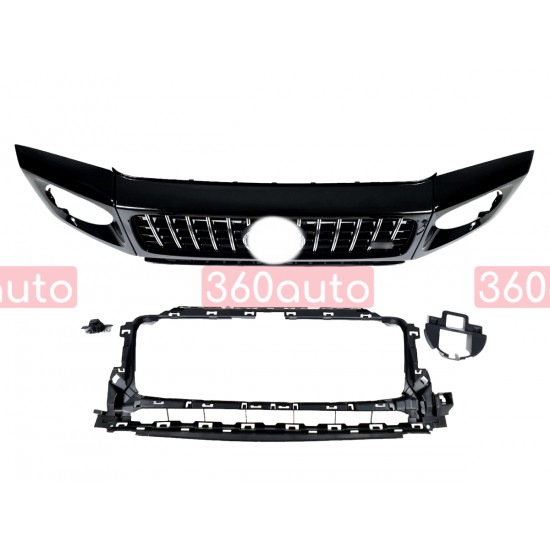 Решетка радиатора Chrome Black + рамки на фары GT на Mercedes G-Class W463 2018-2022