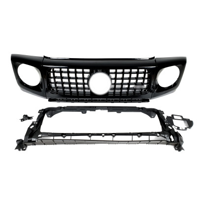 Решетка радиатора Full Black + рамки на фары GT на Mercedes G-Class W463 2018-2022