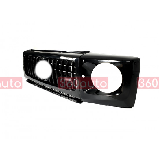 Решетка радиатора Full Black + рамки на фары GT на Mercedes G-Class W463 2018-2022