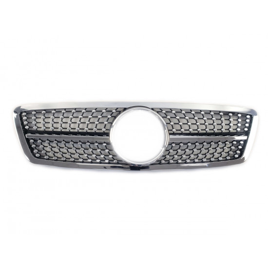 Решетка радиатора Silver Diamond на Mercedes C-Class W203 2000-2007