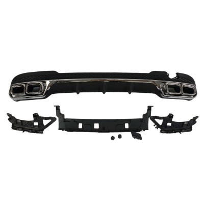 Диффузор (заднего бампера) Chrome Black / Chrome Pipe (стиль AMG E63) на Mercedes E-Class W212 2013-2016