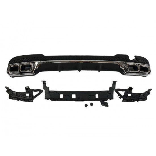 Диффузор (заднего бампера) Chrome Black / Chrome Pipe (стиль AMG E63) на Mercedes E-Class W212 2013-2016