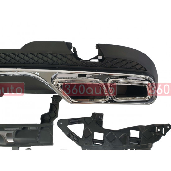 Диффузор (заднего бампера) Chrome Black / Chrome Pipe (стиль AMG E63) на Mercedes E-Class W212 2013-2016