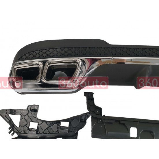 Диффузор (заднего бампера) Chrome Black / Chrome Pipe (стиль AMG E63) на Mercedes E-Class W212 2013-2016