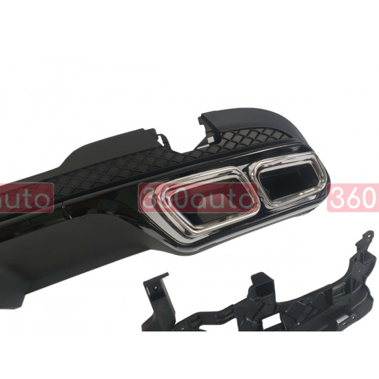 Диффузор (заднего бампера) Full Black / Chrome Pipe (стиль AMG E63) на Mercedes E-Class W212 2013-2016