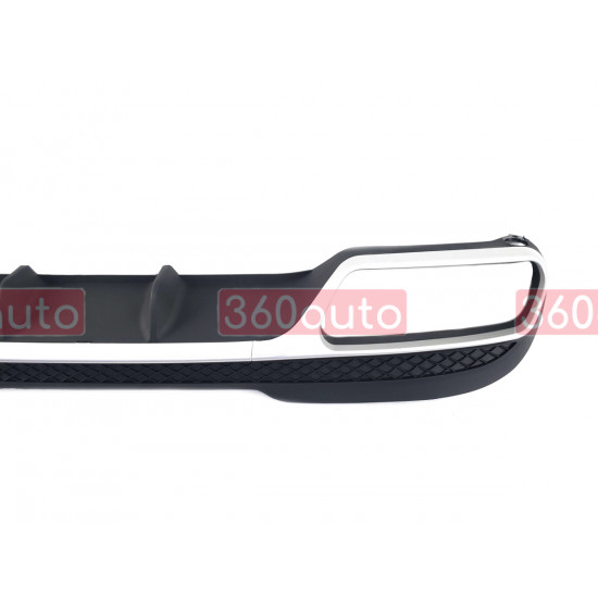 Диффузор (заднего бампера) Silver Black / Chrome Pipe (стиль AMG E63) на Mercedes E-Class W212 2013-2016