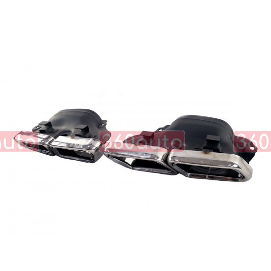 Диффузор (заднего бампера) Silver Black / Chrome Pipe (стиль AMG E63) на Mercedes E-Class W212 2013-2016