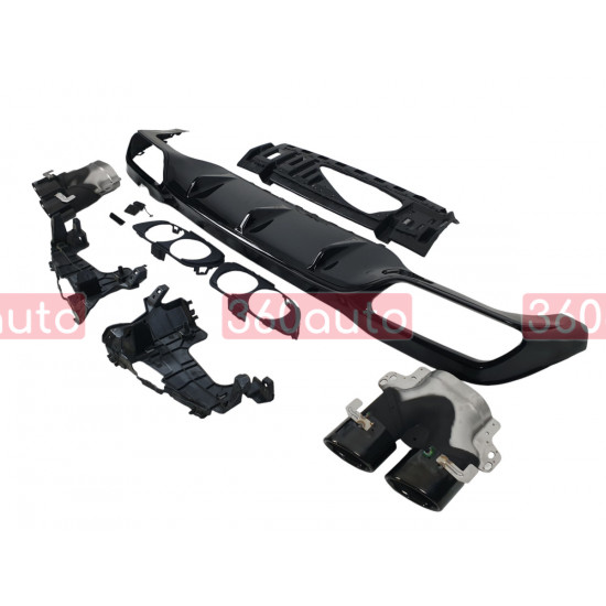 Диффузор (заднего бампера) Black/Black Pipe (стиль E53) AMG на Mercedes E-Class W213 2016-2020