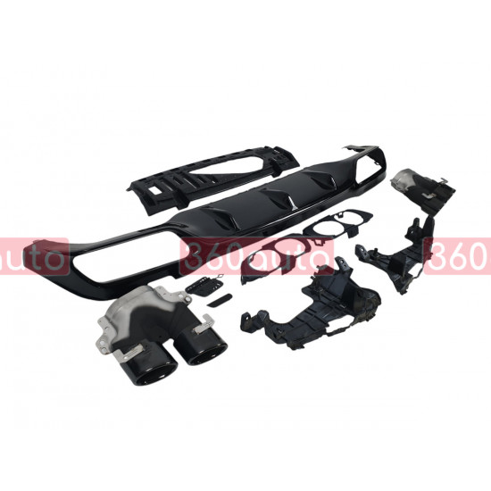 Диффузор (заднего бампера) Black/Black Pipe (стиль E53) AMG на Mercedes E-Class W213 2016-2020
