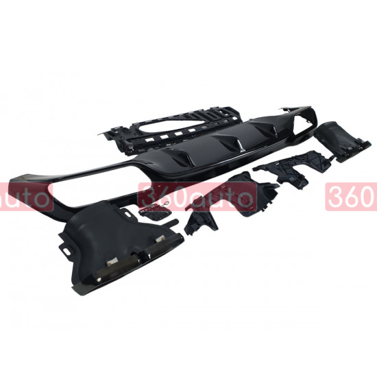 Диффузор (заднего бампера) Black/Black Pipe (стиль E63) AMG на Mercedes E-Class W213 2016-2020