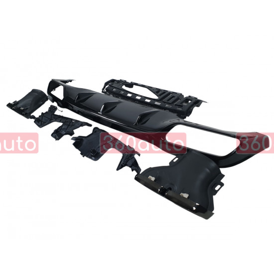Диффузор (заднего бампера) Black/Black Pipe (стиль E63) AMG на Mercedes E-Class W213 2016-2020