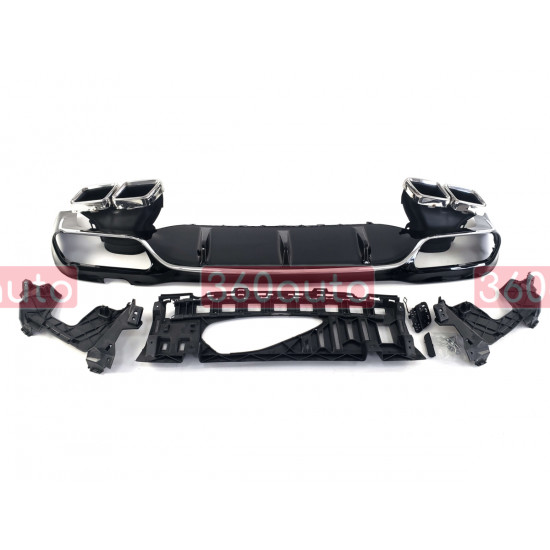 Диффузор (заднего бампера) Chrome Black / Chrome Pipe (стиль E63) AMG на Mercedes E-Class W213 2016-2020