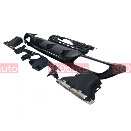 Диффузор (заднего бампера) Full Black / Chrome Pipe (стиль E63) AMG на Mercedes E-Class W213 2016-2020