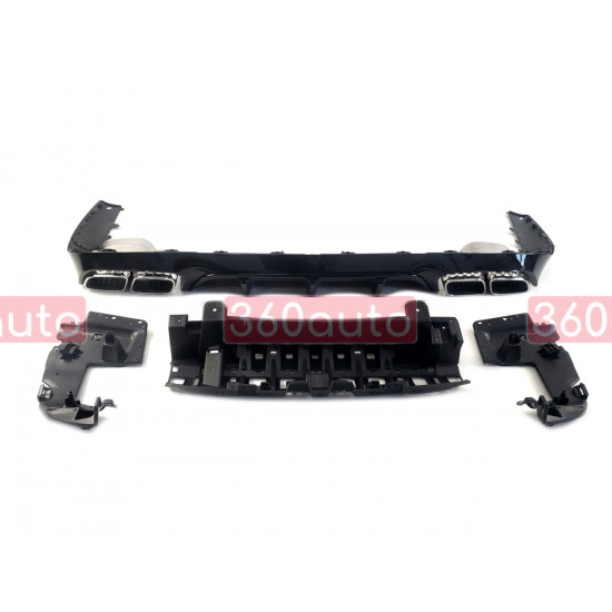 Диффузор (заднего бампера) Full Black / Chrome Pipe (стиль E63) Coupe AMG на Mercedes E-Class W213 2020-2023