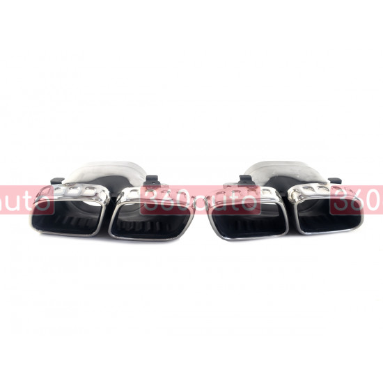 Диффузор (заднего бампера) Full Black / Chrome Pipe (стиль E63) Coupe AMG на Mercedes E-Class W213 2020-2023