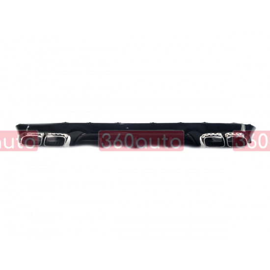 Диффузор (заднего бампера) Full Black / Chrome Pipe (стиль E63) Coupe AMG на Mercedes E-Class W213 2020-2023