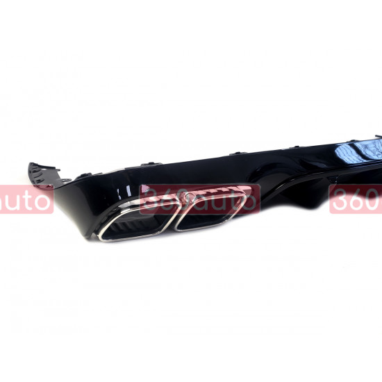 Диффузор (заднего бампера) Full Black / Chrome Pipe (стиль E63) Coupe AMG на Mercedes E-Class W213 2020-2023