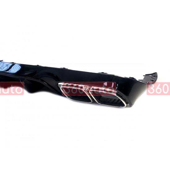 Диффузор (заднего бампера) Full Black / Chrome Pipe (стиль E63) Coupe AMG на Mercedes E-Class W213 2020-2023