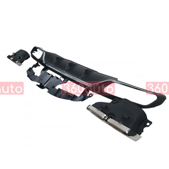 Диффузор (заднего бампера) Chrome Black / Chrome Pipe (стиль E63) Normal на Mercedes E-Class W213 2016-2020