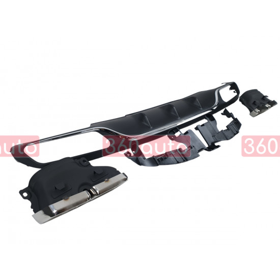 Диффузор (заднего бампера) Chrome Black / Chrome Pipe (стиль E63) Normal на Mercedes E-Class W213 2016-2020
