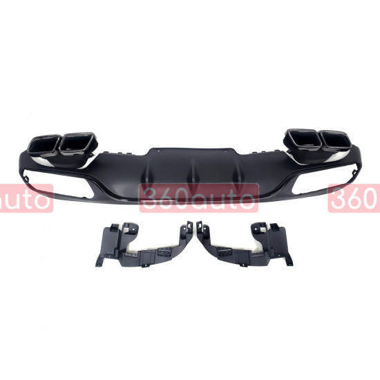 Диффузор (заднего бампера) Full Black / Black Pipe (стиль E63) Normal на Mercedes E-Class W213 2016-2020