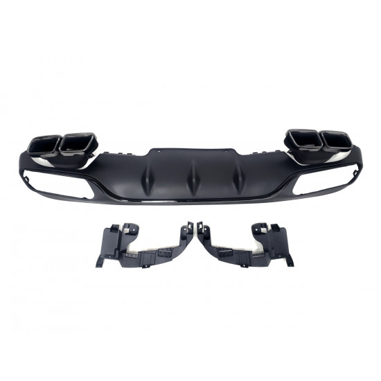 Диффузор (заднего бампера) Full Black / Black Pipe (стиль E63) Normal на Mercedes E-Class W213 2016-2020