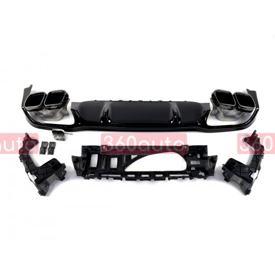 Диффузор (заднего бампера) Full Black (стиль E63) Sedan AMG на Mercedes E-Class W213 2020-2023