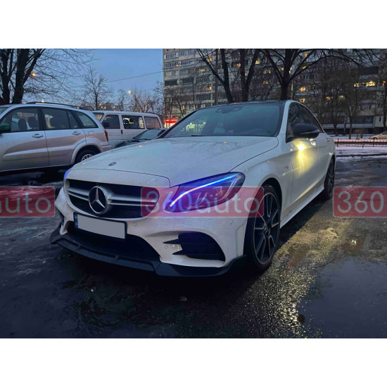 Губа (переднего бампера) Черный глянец (стиль Brabus) на Mercedes C-Class W205 2018-2021