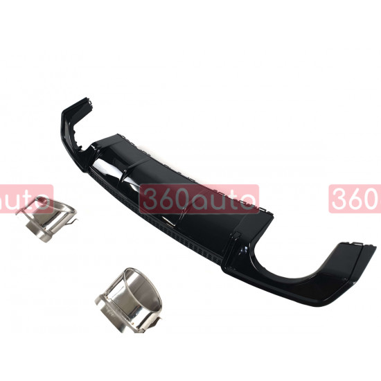 Диффузор (заднего бампера) Black/Chrome Pipe (в стиле RS3) Sedan на AUDI A3 8V 2012-2016 года