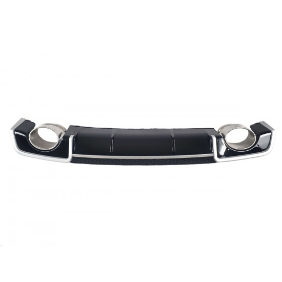 Диффузор (заднего бампера) Black Silver/Chrome Pipe (в стиле RS3) Sedan на AUDI A3 8V 2012-2016 года