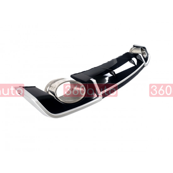 Диффузор (заднего бампера) Black Silver/Chrome Pipe (в стиле RS3) Sedan на AUDI A3 8V 2012-2016 года