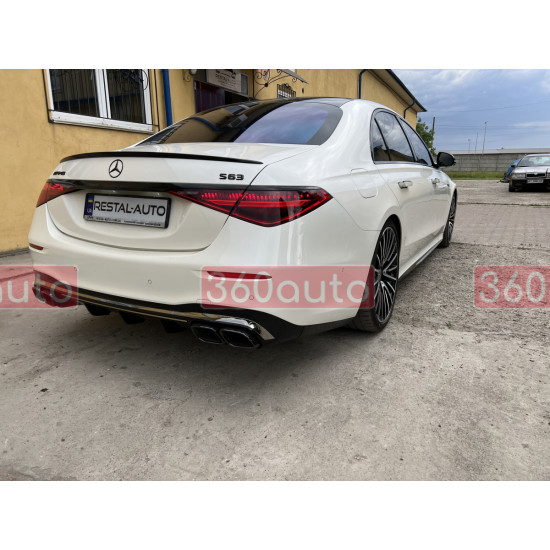 Диффузор (заднего бампера) Full Black / Chrome Pipe (стиль S63 AMG) на Mercedes-Benz S-Class W223 2020-2024 года
