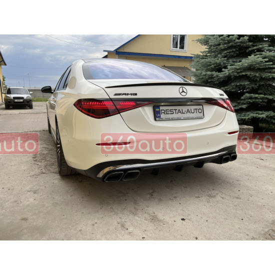 Диффузор (заднего бампера) Full Black / Chrome Pipe (стиль S63 AMG) на Mercedes-Benz S-Class W223 2020-2024 года