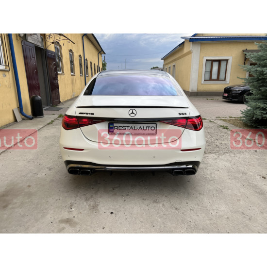Диффузор (заднего бампера) Full Black / Chrome Pipe (стиль S63 AMG) на Mercedes-Benz S-Class W223 2020-2024 года