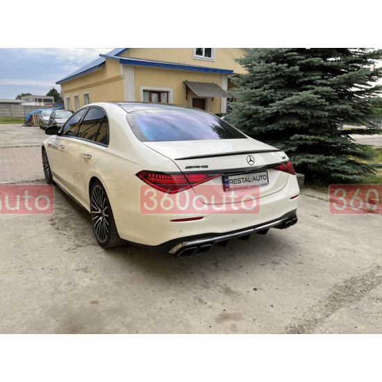 Диффузор (заднего бампера) Full Black / Chrome Pipe (стиль S63 AMG) на Mercedes-Benz S-Class W223 2020-2024 года