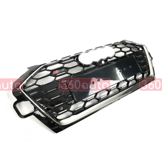 Решетка радиатора Chrome Black (в стиле S4) на AUDI A4 B9 2019-2023 года