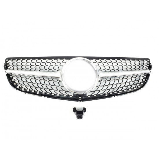 Решетка радиатора Silver (с местом под камеру) Diamond на Mercedes E-class C207 Coupe 2013-2017