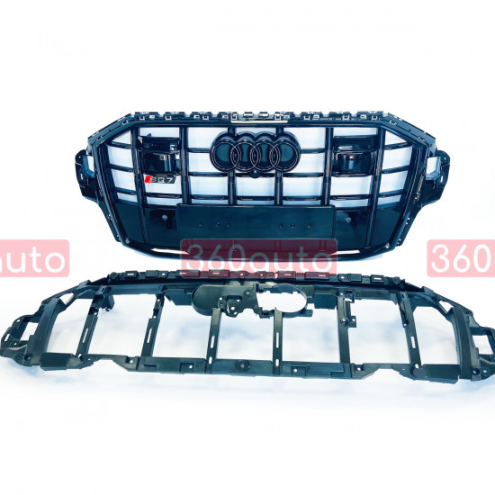 Решетка радиатора на Audi Q7 2020- в стиле SQ7 Black под радары