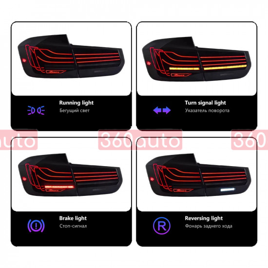 Задние фонари на BMW 3 Series F30 2013-2018 черный LED стиль Laser M4 CP