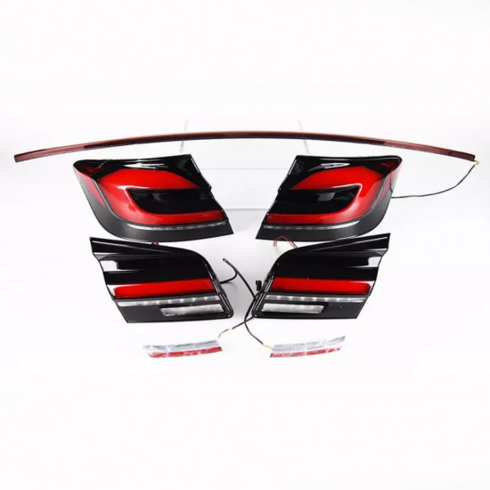 Задние фонари на BMW 5 F10 2010-2016 FULL LED стиль G30 красные + LED полоса