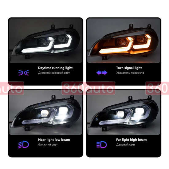 Передние фары на BMW X5 E70 2007-2013 FULL LED стиль стиль ZH