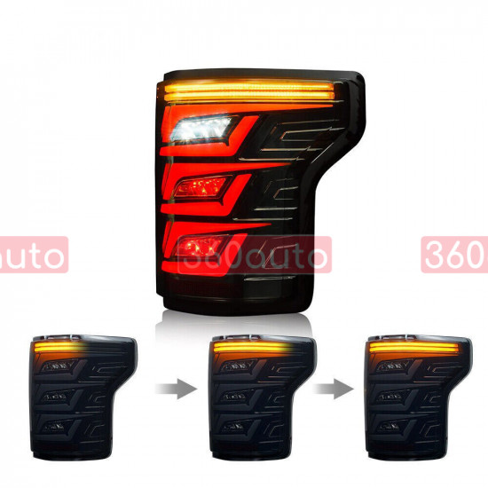 Задние фонари на Ford F-150 2014-2020 черные LED стиль 3L