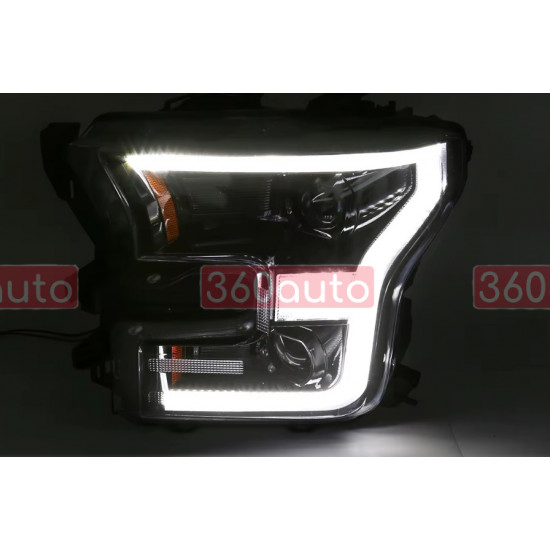 Передние фары на Ford F-150 2014-2017 черные Full LED стиль ZH